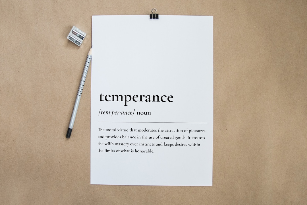 Temperance Definition Print Temperance Wall Art Definition Print