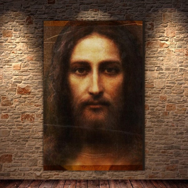 Vrai visage de Jésus-Christ - Toile de Jésus - Tableau religieux - Toile d'art murale - Prêt à accrocher - Toile d'art murale - Impression sur toile Gesso