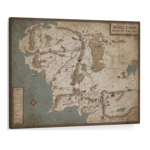 Seigneur Des Anneaux Carte De La Terre Du Milieu Toile Mur Art Imprime vintage Terre Du Milieu Carte Affiche Rétro Seigneur Des Anneaux Image Mur Décor Maison