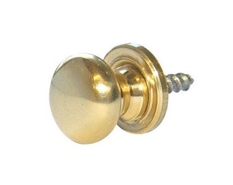 Solid brass mushroom knob with separate backplate Suitable for small drawers. 12.5mm diameter in polished brass