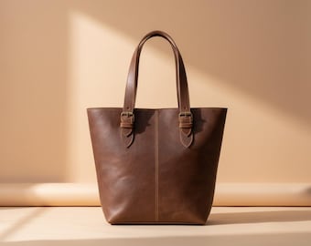 Bolso de mano marroquí de piel marrón flor hecho a mano