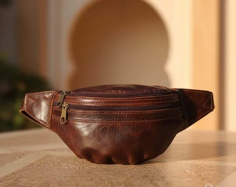Handgefertigte Gürteltasche aus echtem Leder: Unisex Crossbody Fanny Pack