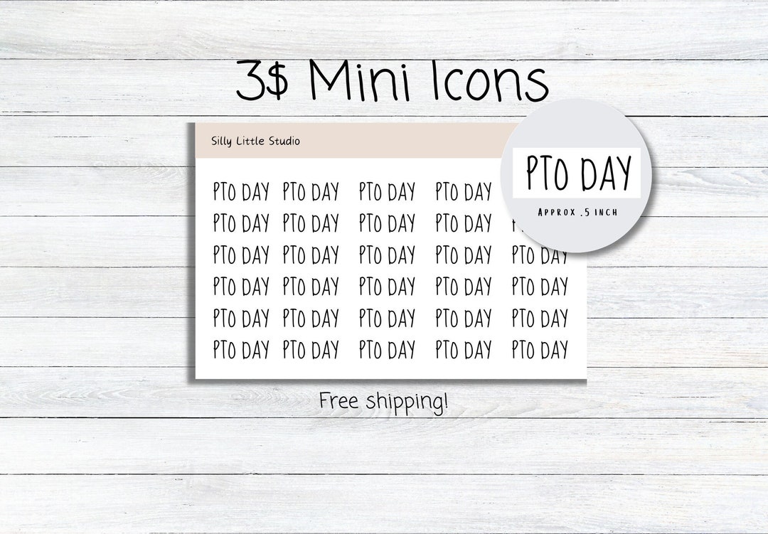 PTO Day Planner Stickers, Minimal Planner Stickers, Tiny Stickers, Text ...