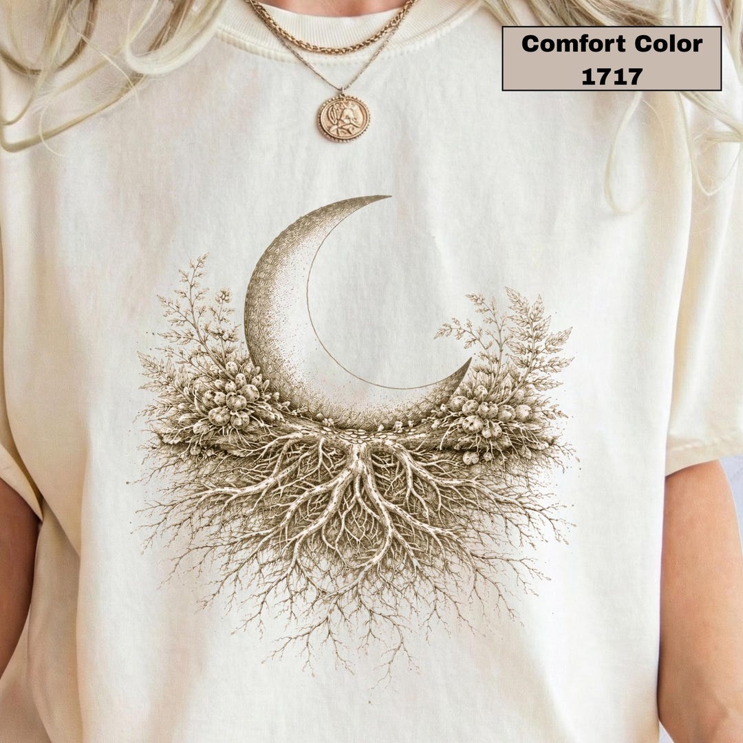 Crescent Moon Shirt, Mystical Wilderkind Botanical Comfort Colors Tee ...