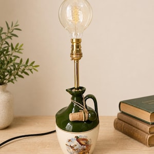 Vintage Irish Bunratty Mead Bottle Lamp – Upcycled Rustic Decor – Unique Cottagecore Lighting