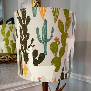 Llama & Cactus Print Lampshade – Fun Boho Desert Decor
