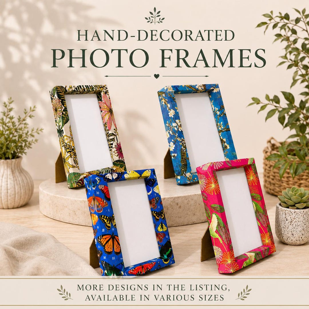 Decoupaged Photo Frames | Selection of Colourful Designs | 6x4 | 7x5 ...