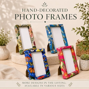 Decoupaged photo frames | Selection of colourful designs | 6x4 | 7x5 | 8x10 | A4