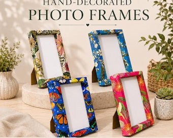 Decoupaged photo frames | Selection of colourful designs | 6x4 | 7x5 | 8x10 | A4