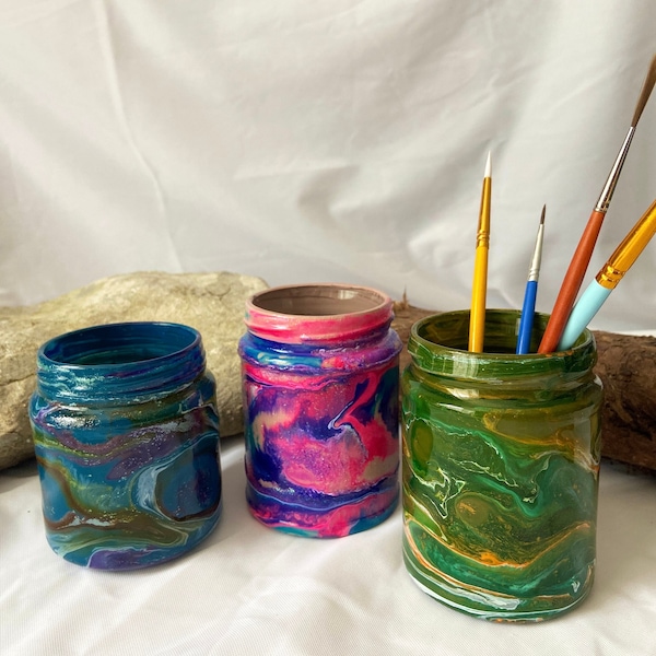 Galaxy themed  glass jars/ storage containers, pick between pink, blue and green