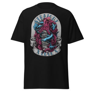 Straight Edge Octopus T-Shirt für Herren HardCore Street Apparel Schwarz
