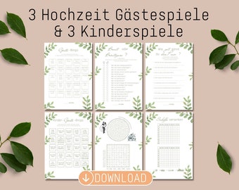 Hochzeitsspiele für Gäste und Kinder als PDF zum Ausdrucken