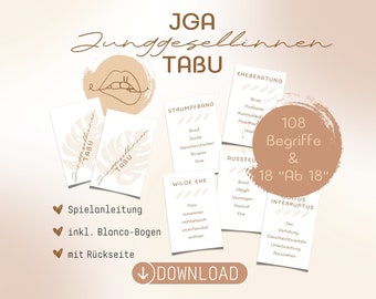 JGA-Tabu inkl. separaten "Ab 18"-Begriffen als PDF zum Ausdrucken