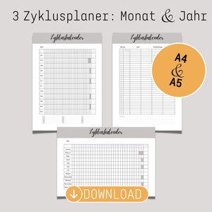Menstruationskalender || Jahr und Monat || A4 & A5 || zum Ausdrucken