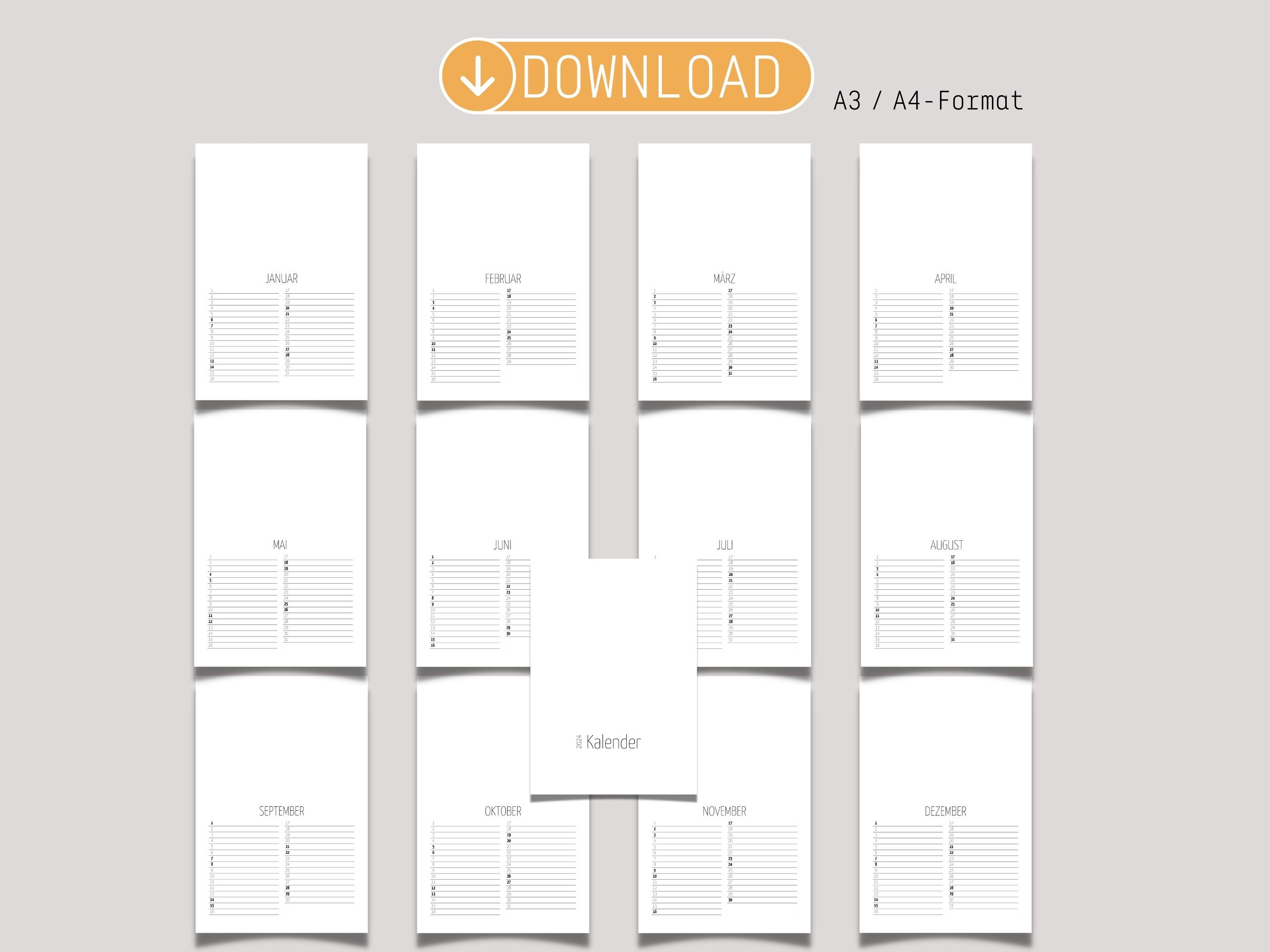 DIY Druckvorlage Kalender 2024 Als Fotokalender Oder Bastelkalender Im 