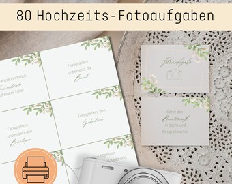 80 Hochzeits-Fotoaufgaben für Gäste | Hochzeitsaktivität | Foto-Challenge | Druckvorlage