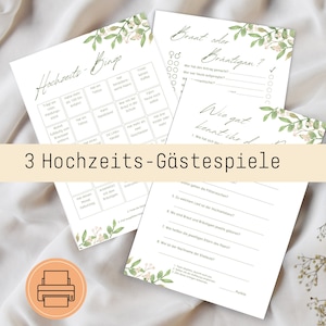 Hochzeitsspiele für Gäste und Brautpaar || Hochzeitaktivitäten || Druckvorlage