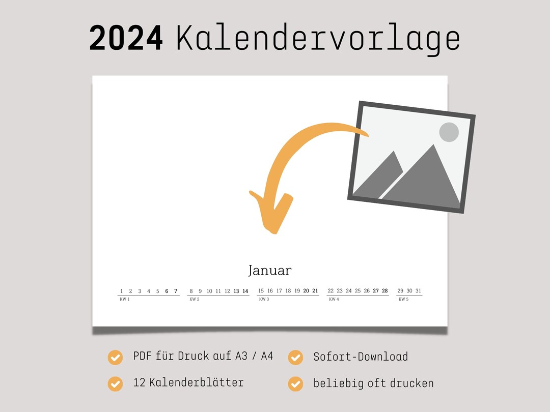 DIY Druckvorlage Kalender 2024 Als Fotokalender Oder Bastelkalender Im ...