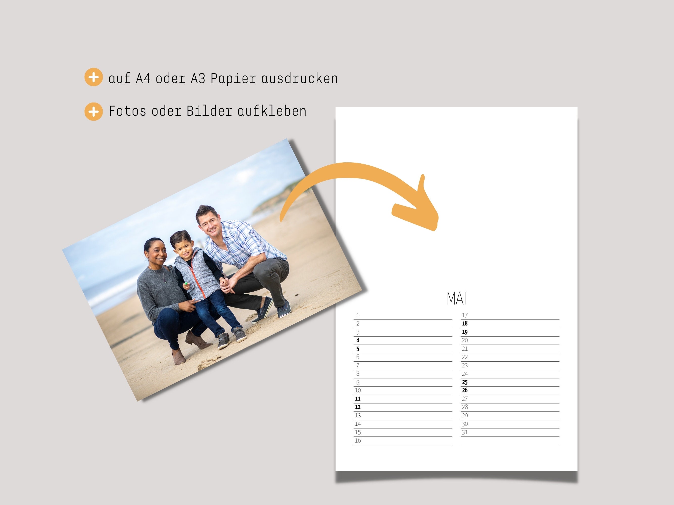 DIY Druckvorlage Kalender 2024 als Fotokalender oder Bastelkalender im ...