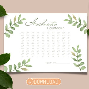 Hochzeits-Countdown als PDF zum Ausdrucken