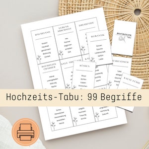 99 Hochzeits-Tabu-Begriffe | JGA-Tabu | als PDF zum Ausdrucken