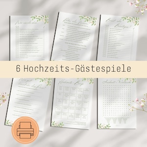 Hochzeitspiele und -aktivitäten für Gäste und Brautpaar | inkl. Gästebingo | PDF Druckvorlage
