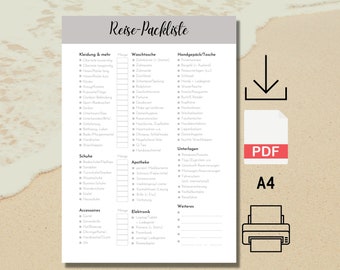 Urlaubs-Packliste als PDF zum Download