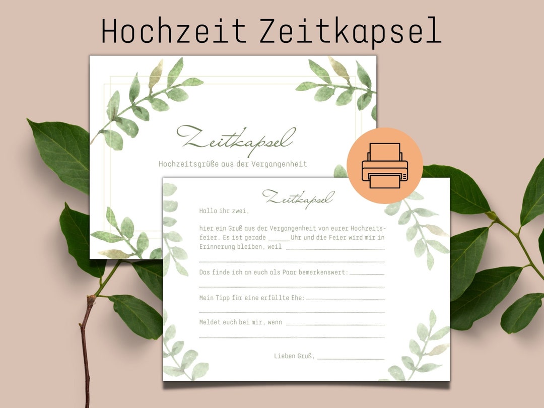 Hochzeit Zeitkapsel Als PDF Zum Ausdrucken Etsy