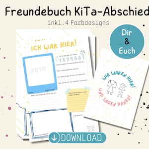 Freundebuch für Erzieher*innen (Du & Euch) als KiTa-Abschiedsgeschenk zum Ausdrucken
