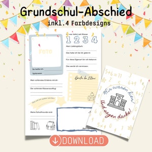 Freundebuch für Lehrer*innen als Grundschul-Abschiedsgeschenk zum Ausdrucken