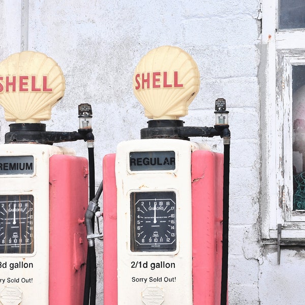 Alte Shell Tankstelle in Cornwall, Fineart Print