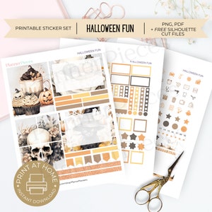 Halloween Printable Stickers, Printable Planner Sticker, Happy Planner Stickers, Autumn Stickers, Printable Sticker, Halloween, Monthly Kit