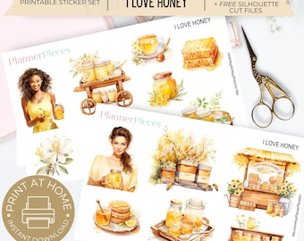 Plannerstickers lentehoning (png, pdf, silhouet)