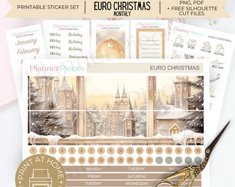 Christmas Winter Planner Stickers: Monthly Kit (Printable PNG, PDF)