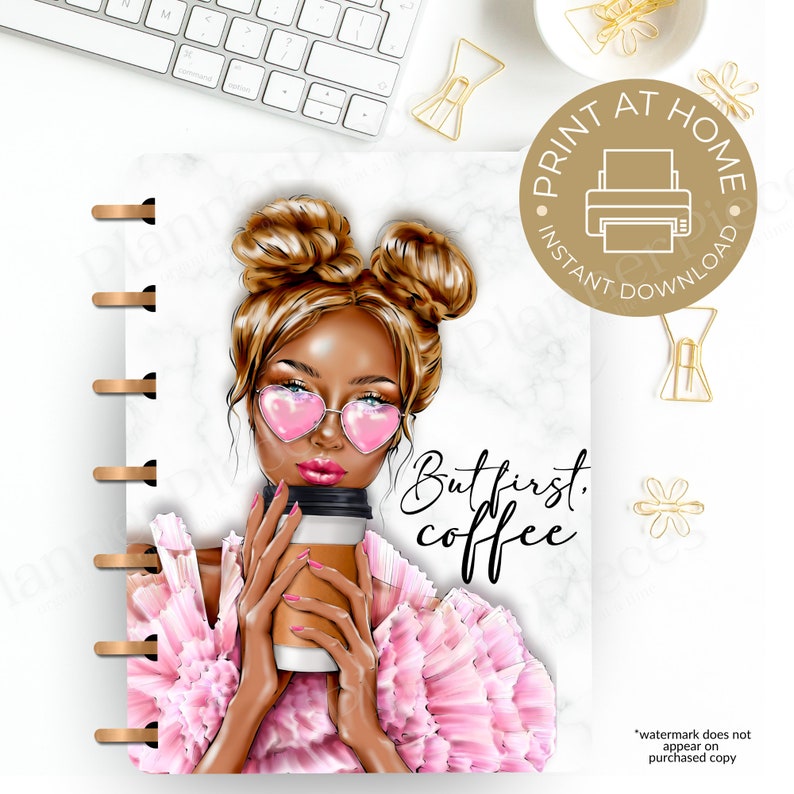 Fashion Girl Planner Cover Printable, Planner Cover for Happy Planner