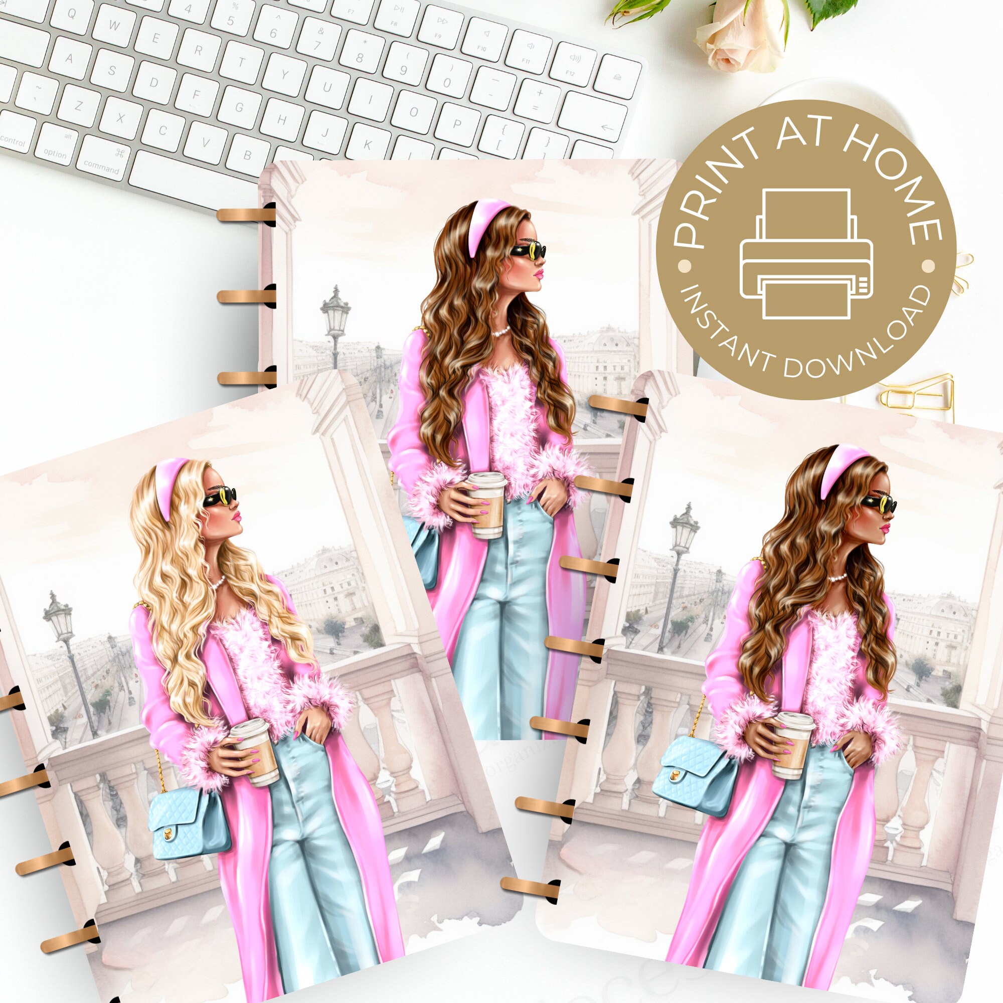Fashion Girl Planner Cover Printable, Planner Cover for Happy Planner ...