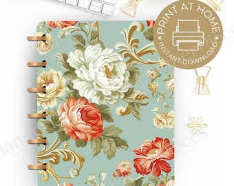Floral Planner Cover Printable: Happy Planner & Erin Condren Sizes (Digital Download)