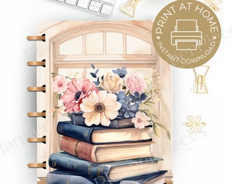 Floral Books Planner Cover: Happy Planner & Erin Condren (Digital Download)