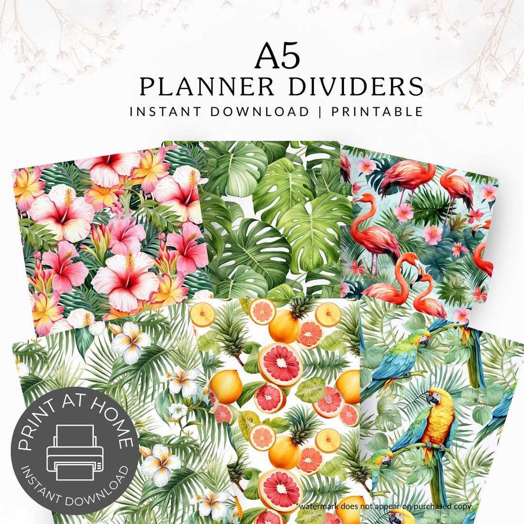 A5 Printable Planner Dividers | Elegant & Stylish Organization | Floral ...