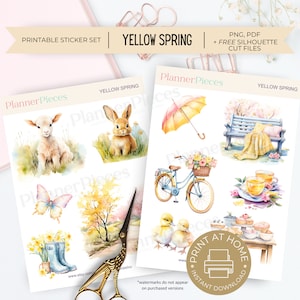 Spring Printable Stickers, Printable Planner Sticker, Happy Planner Stickers, Spring Easter Stickers, Printable Sticker, Springtime Stickers