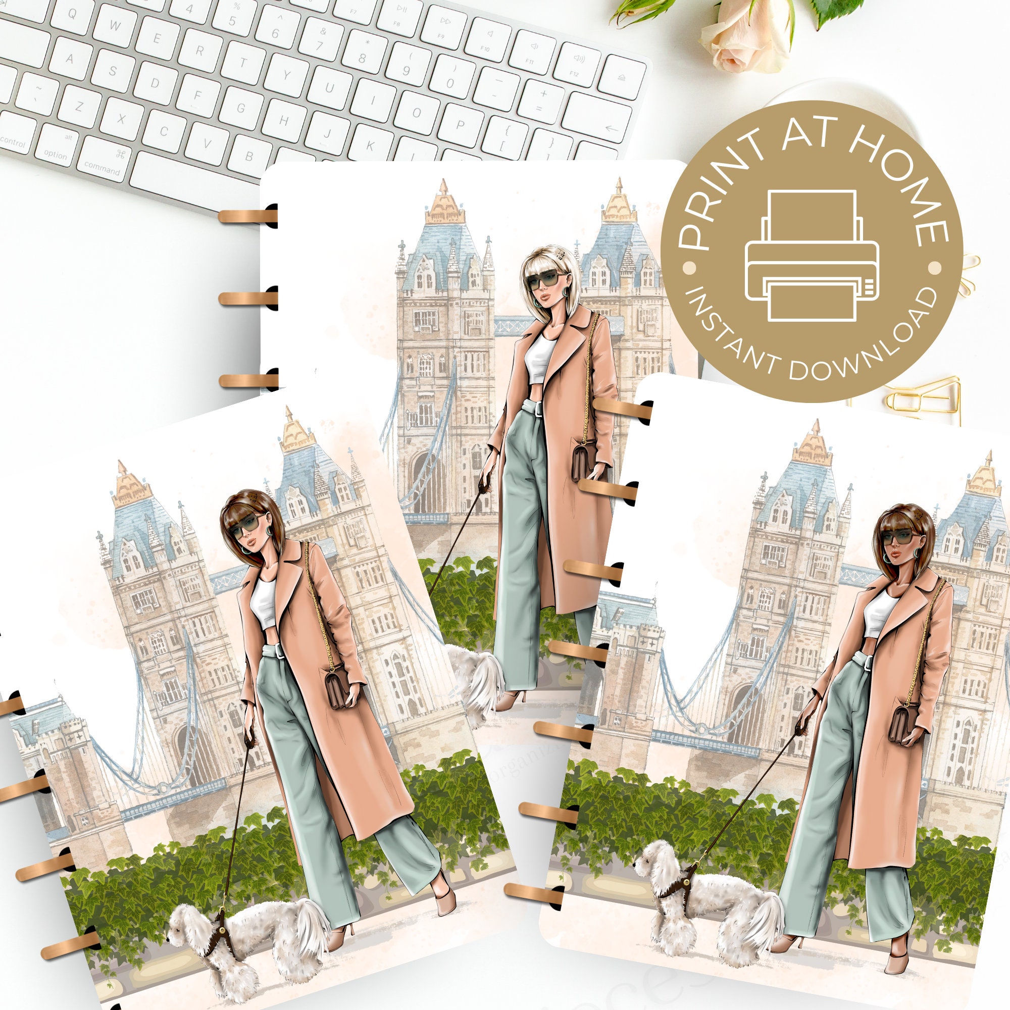 Fashion Girl Planner Cover Printable, London Planner Cover for Happy ...