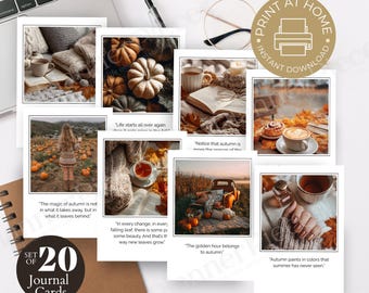 Autumn Fall Journal Cards, Journaling Cards, Printable Journal Cards, Junk Journaling, Planner Cards, Inspirational Journal Planner Cards