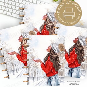 Christmas Winter Planner Cover Printable, Planner Cover for Happy Planner, Erin Condren Cover, Happy Planner Cover, Printable Cover Notebook