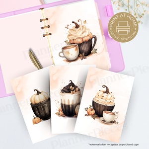 Pumpkin Spice Coffees Fall Planner Dashboard Printable, Planner Dashboard Happy Planner, Printable A5 Wide, Fall Coffees, Pumpkins HWT111