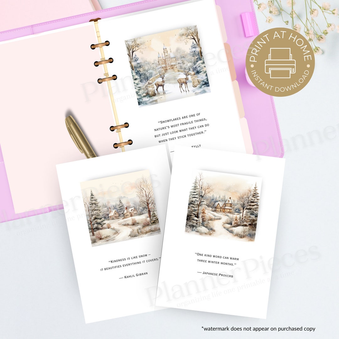 Winter Planner Dashboard Printable: Watercolor Landscape (digital ...