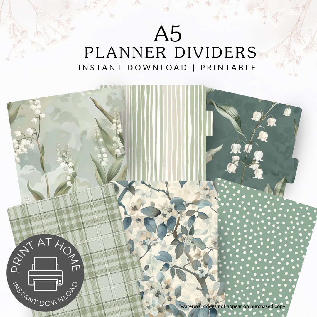 A5 Printable Planner Dividers | Elegant & Stylish Organization | Lily ...