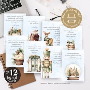 Christmas Winter Journal Cards, Journaling Cards, Printable Journal Cards, Junk Journaling, Planner Cards, Inspirational Journal Planner