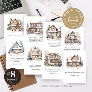 Winter Home Journal Cards, Journaling Cards, Printable Journal Cards, Junk Journaling, Planner Cards, Inspirational Journal Planner Cards