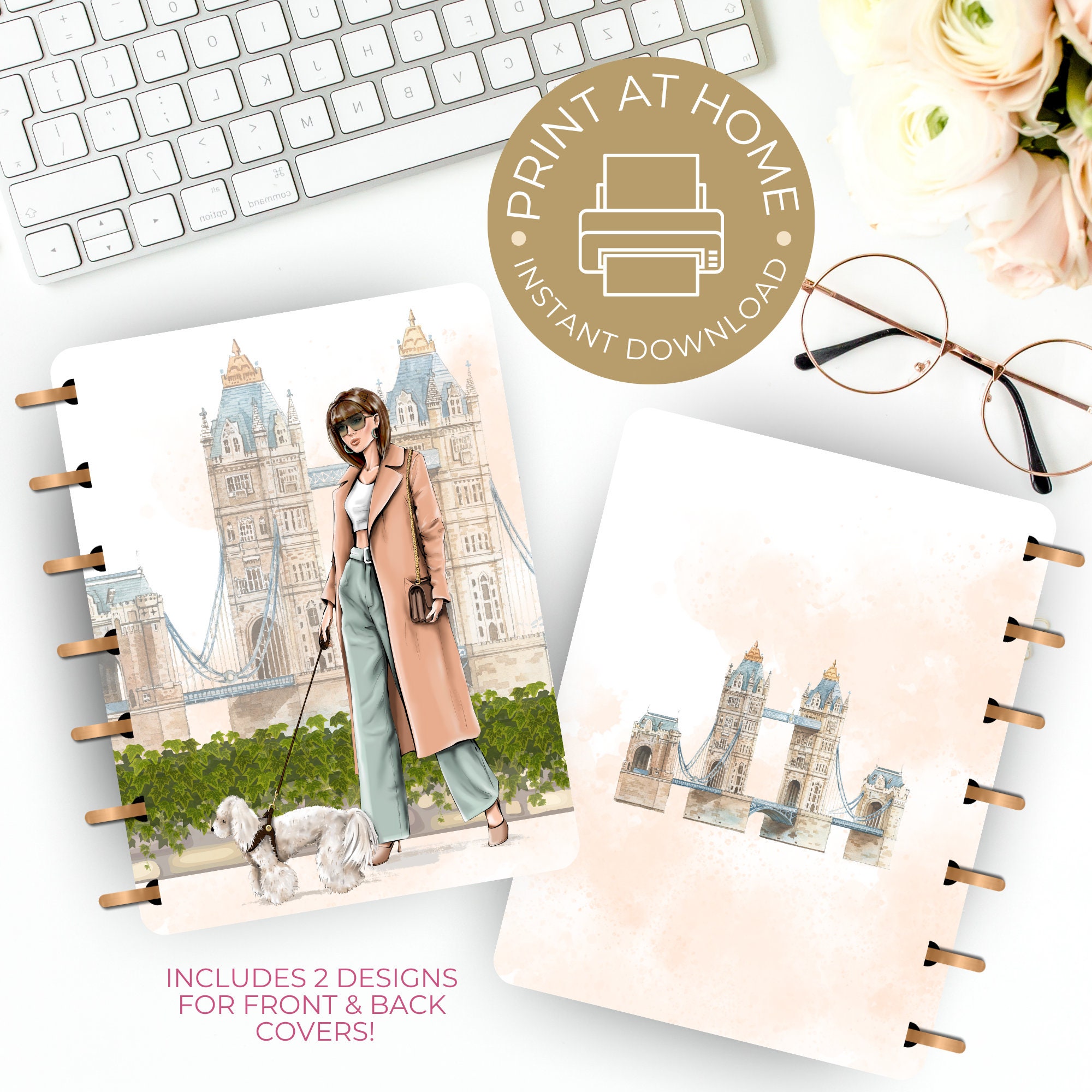 Fashion Girl Planner Cover Printable, London Planner Cover for Happy ...