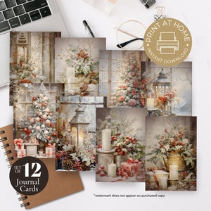 Christmas Winter Journal Cards, Journaling Cards, Printable Journal Cards, Junk Journaling, Planner Cards, Inspirational Journal Planner